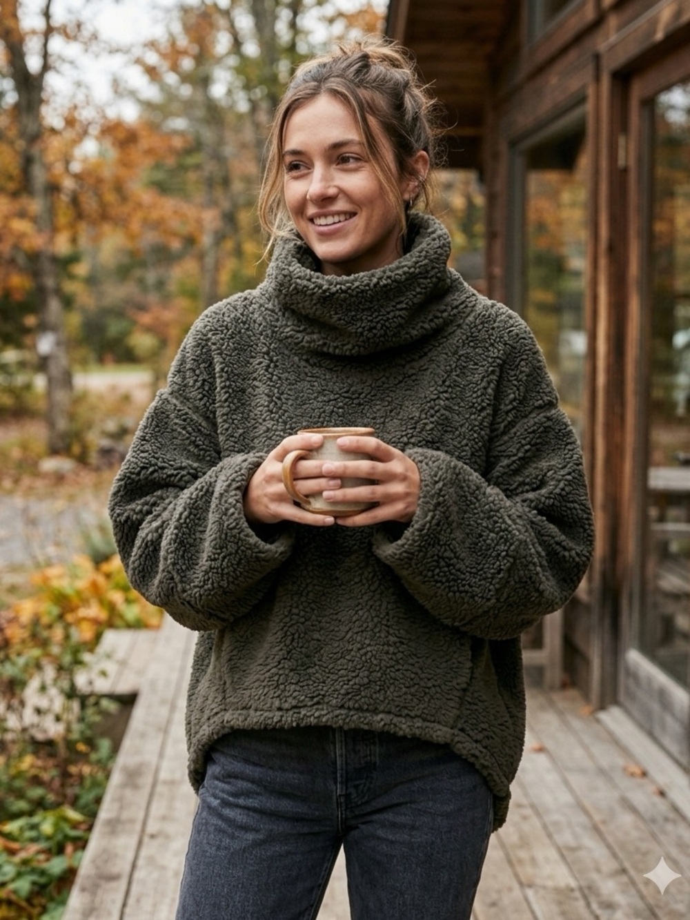 lululemon athletica Dark Olive Sherpa Pullover Hoodie
